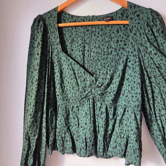 EUC AFRM SWEETHEART NECKLINE PEPLUM ANIMAL PRINT TOP SIZE M - Picture 3 of 16